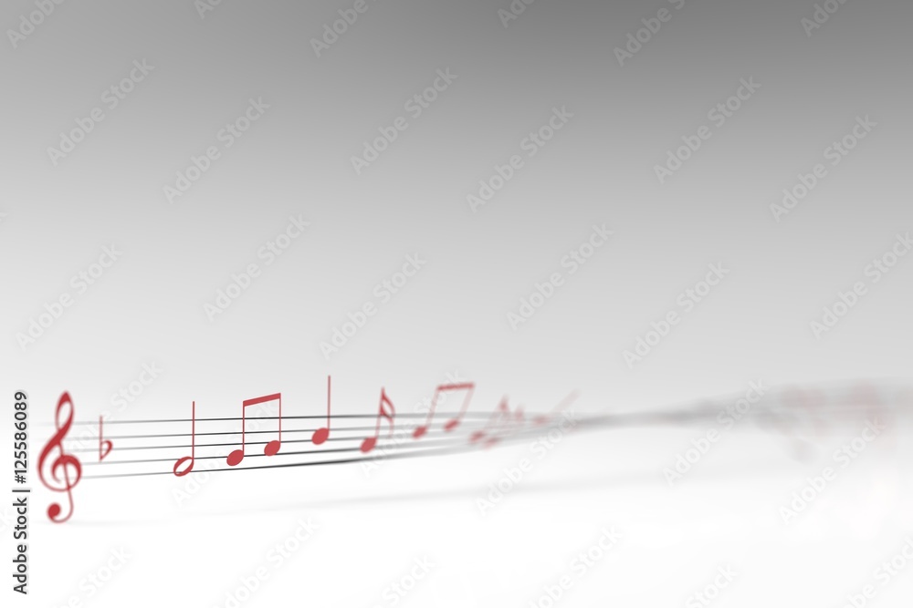 3d rendering of music symbol with nice background color

