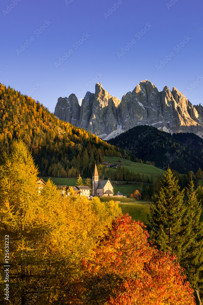 The beautiful geisler peaks in Villnöss, South Tyrol, Italy