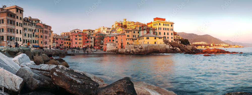 Sunset in Boccadasse panorame image