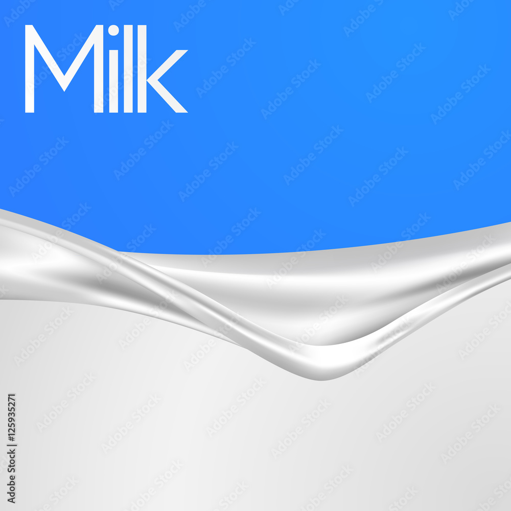 Milk background. Milk wave on blue background. Vector eps 10