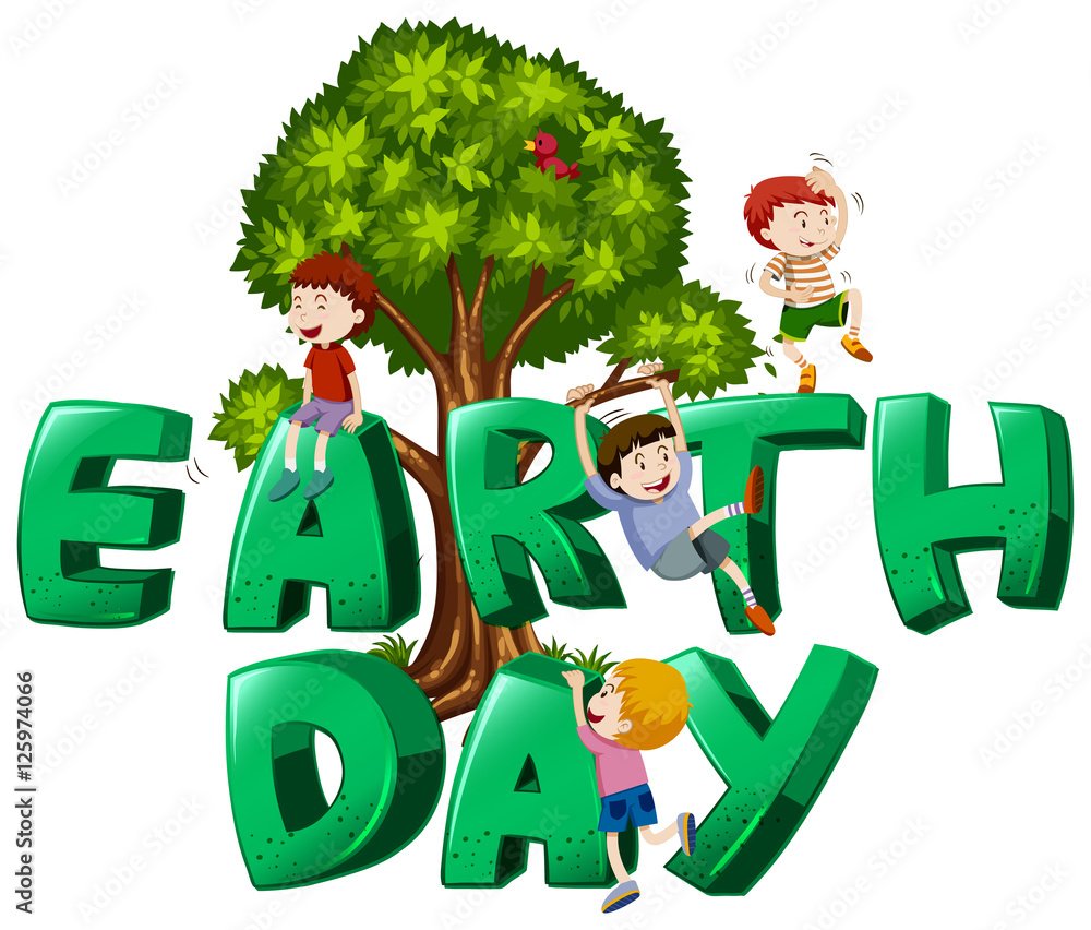 使用单词earth day的字体设计