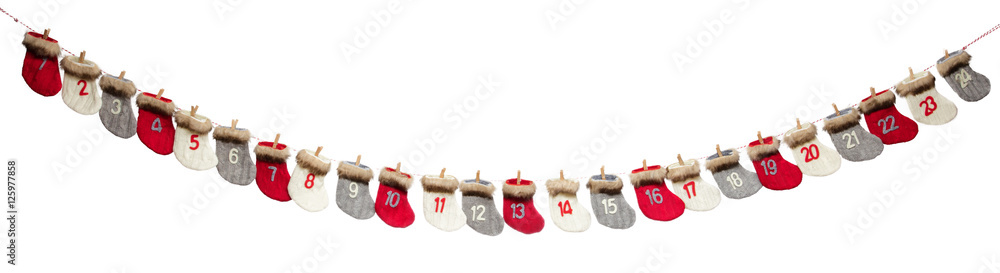 Advent calendar on white background