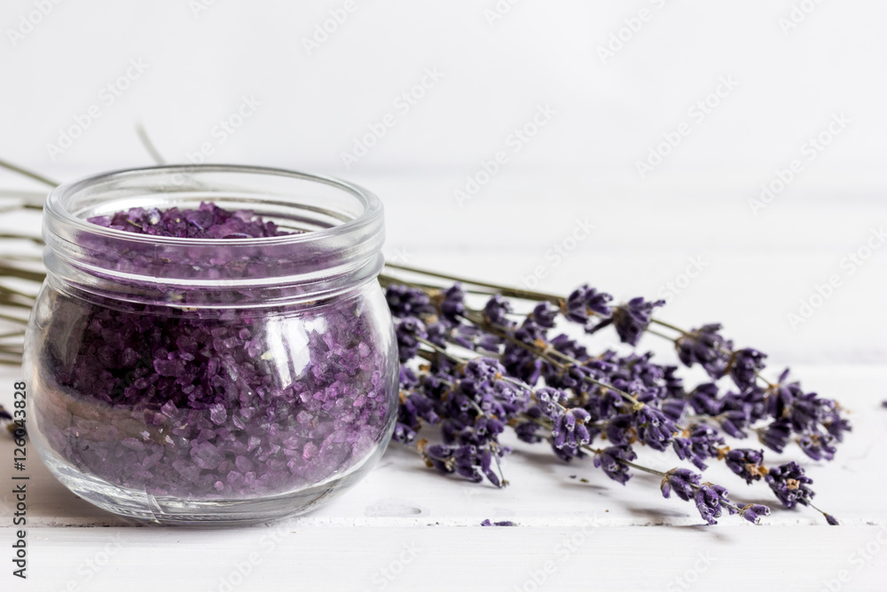 manufacture of homemade cosmetics with lavander close up