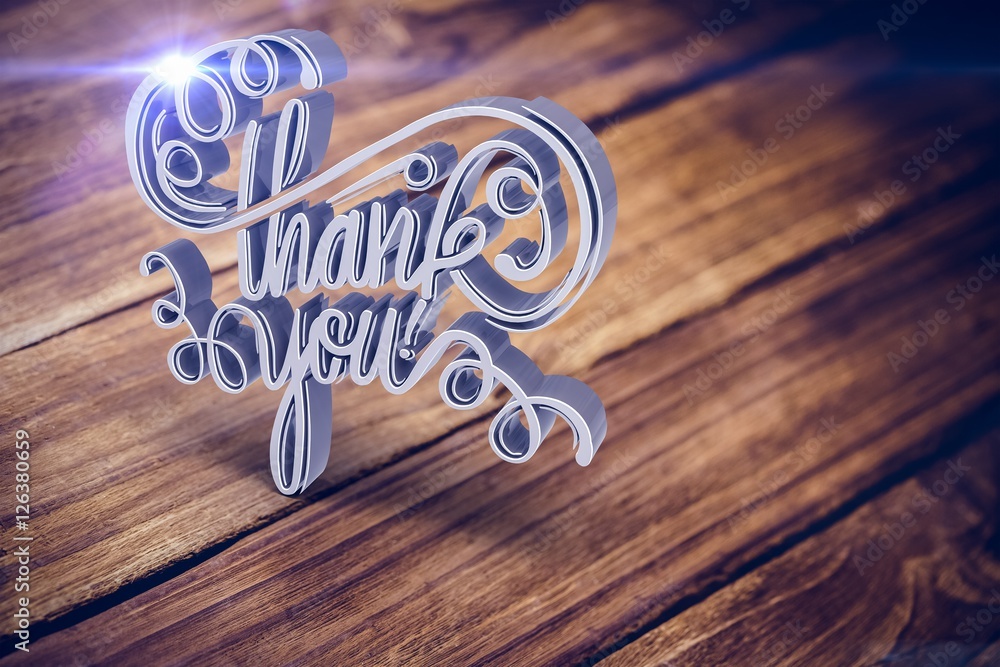 Composite image of digital image of thank you text