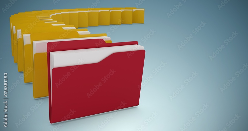 Composite image of illustration of red and yellow folders