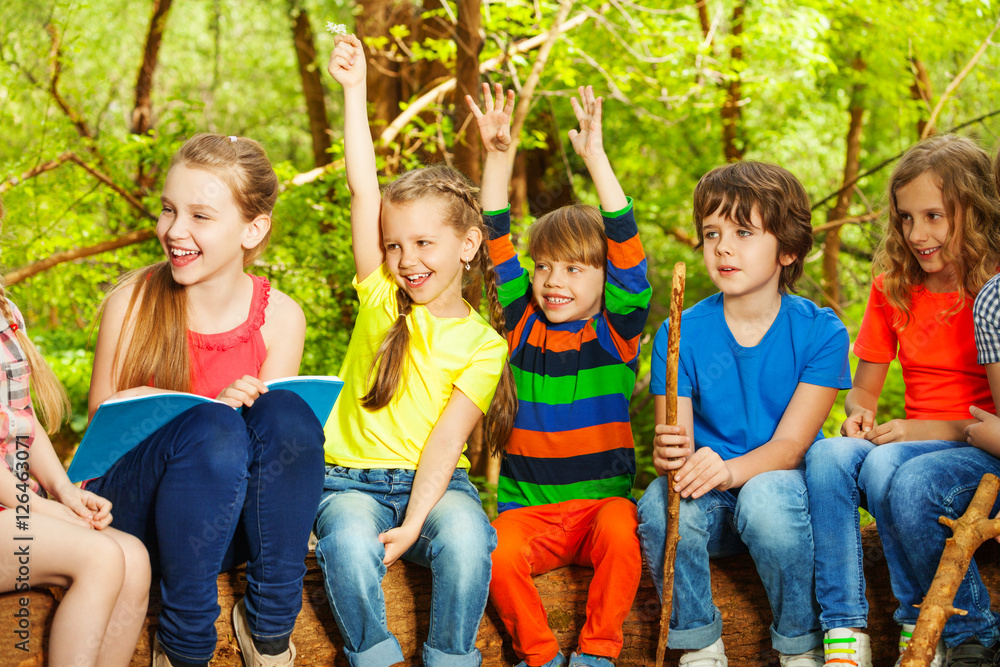 Happy children having fun in the summer camp