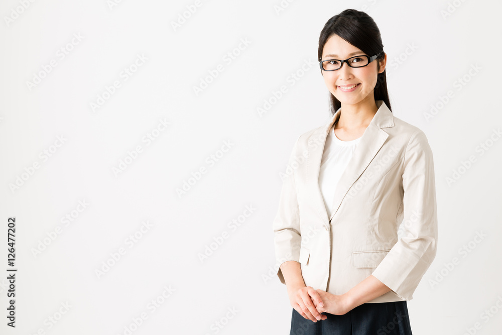 portrait of asian businesswoman isolated on white background