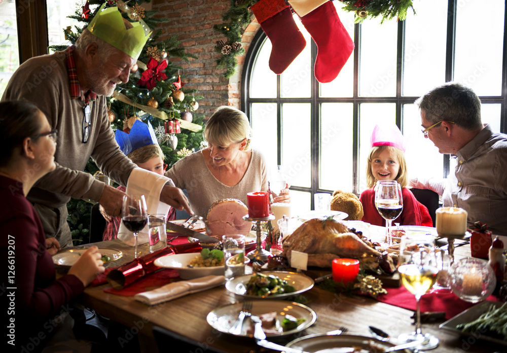 Family Together Christmas Celebration Concept