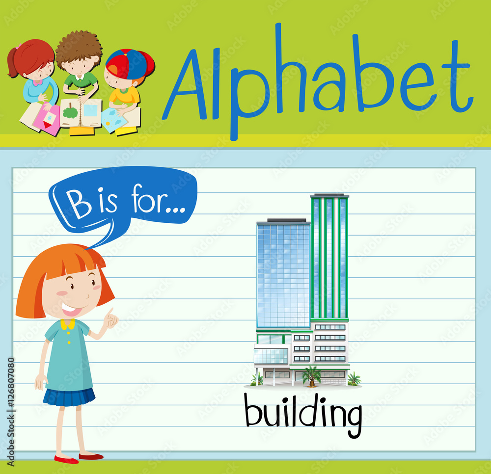 Flashcard letter B is for building