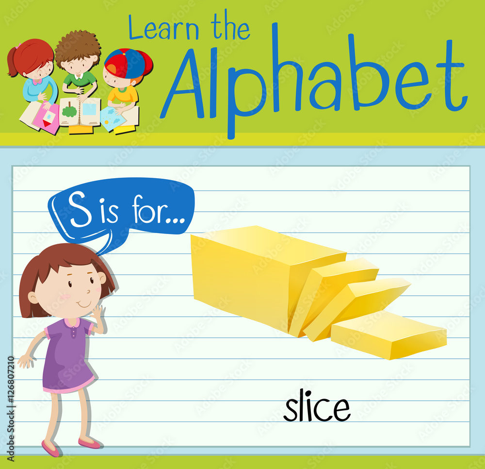 Flashcard letter S is for slice