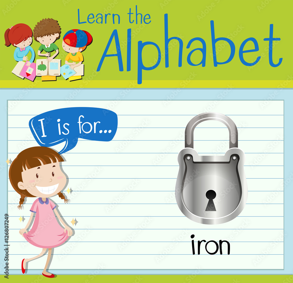 Flashcard letter I is for iron