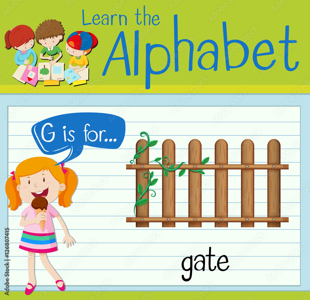 Flashcard letter G is for gate