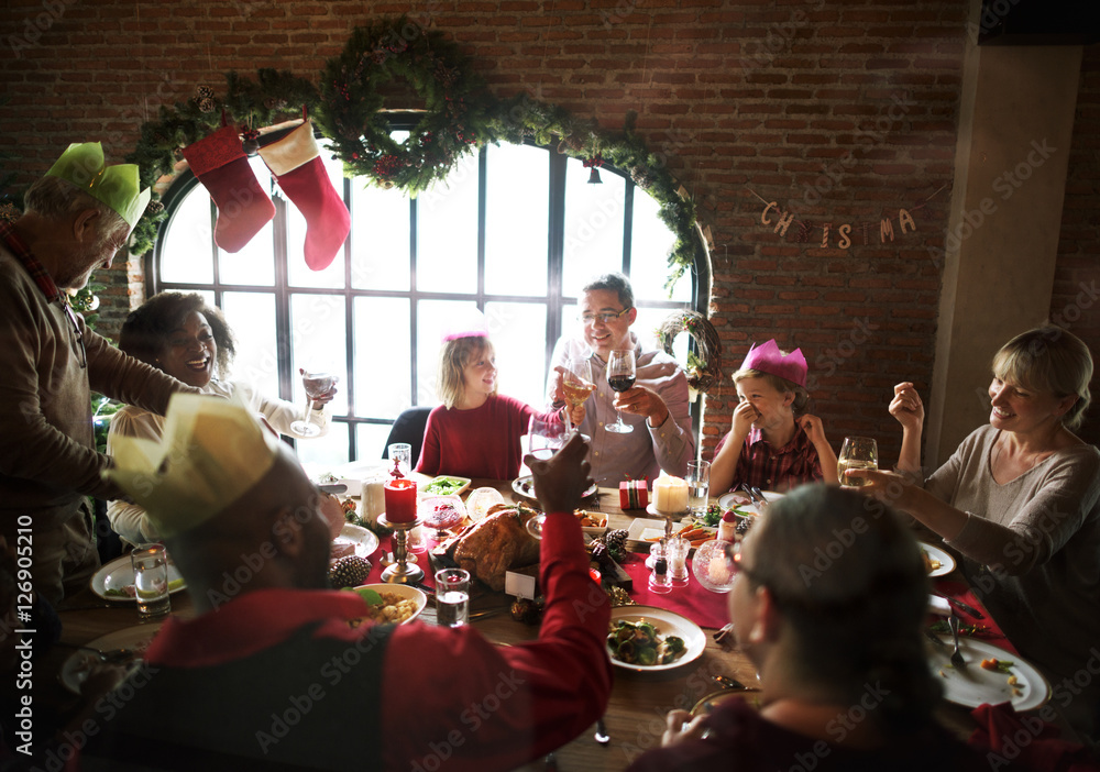 Family Together Christmas Celebration Concept