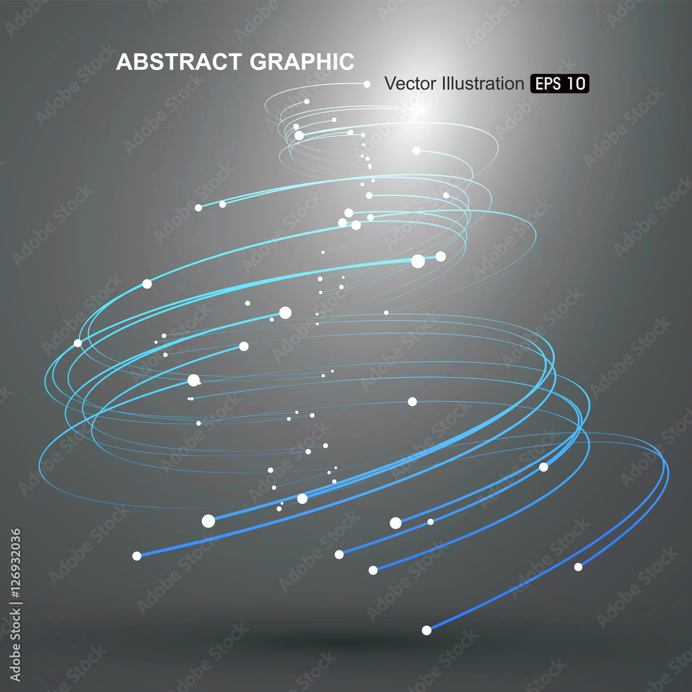 螺旋抽象图形的点和曲线。
