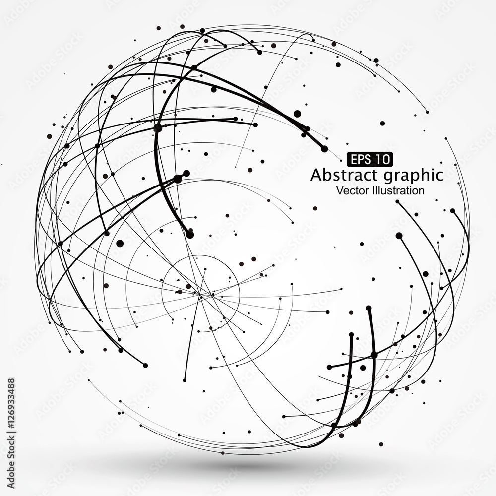 Point and curve constructed the sphere wireframe, technological sense abstract illustration.