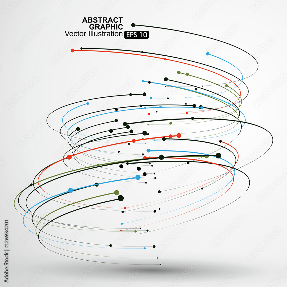 点和曲线组成的抽象图形，矢量插图