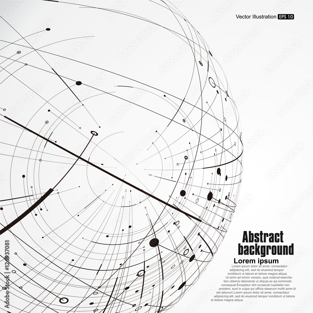 Point and curve constructed the sphere wireframe, technological sense abstract illustration.