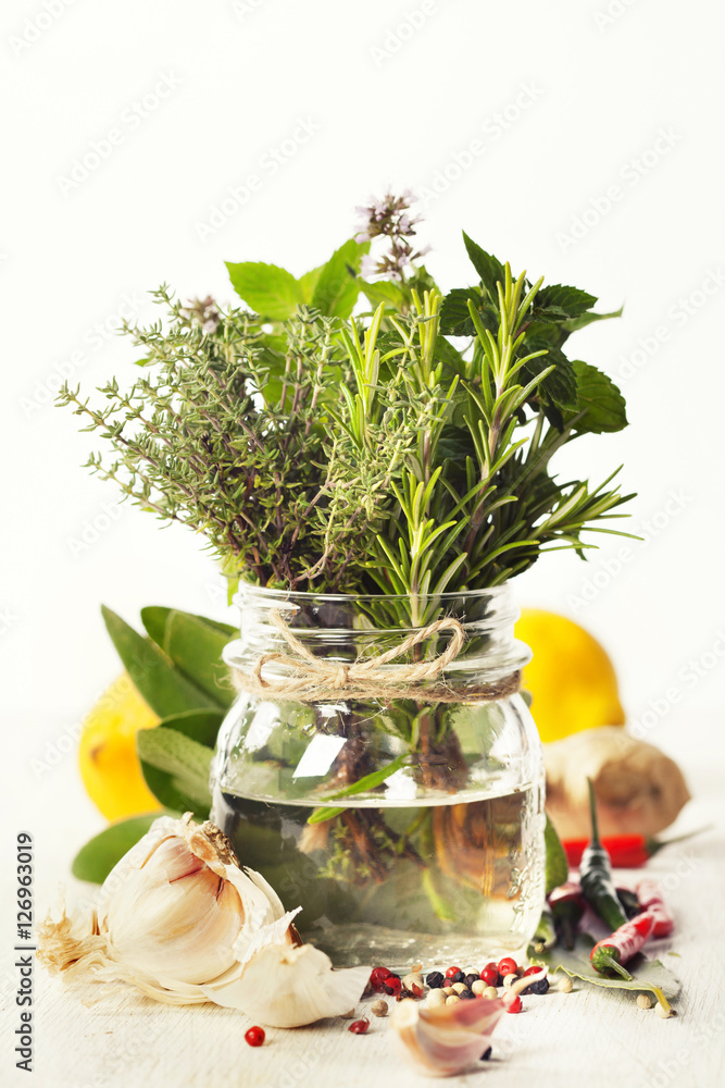 Herbs and spices selection, close up