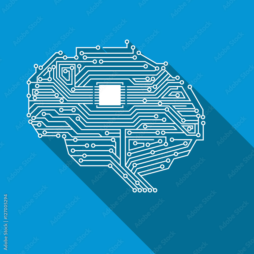 人工智能大脑电路板平面样式插图