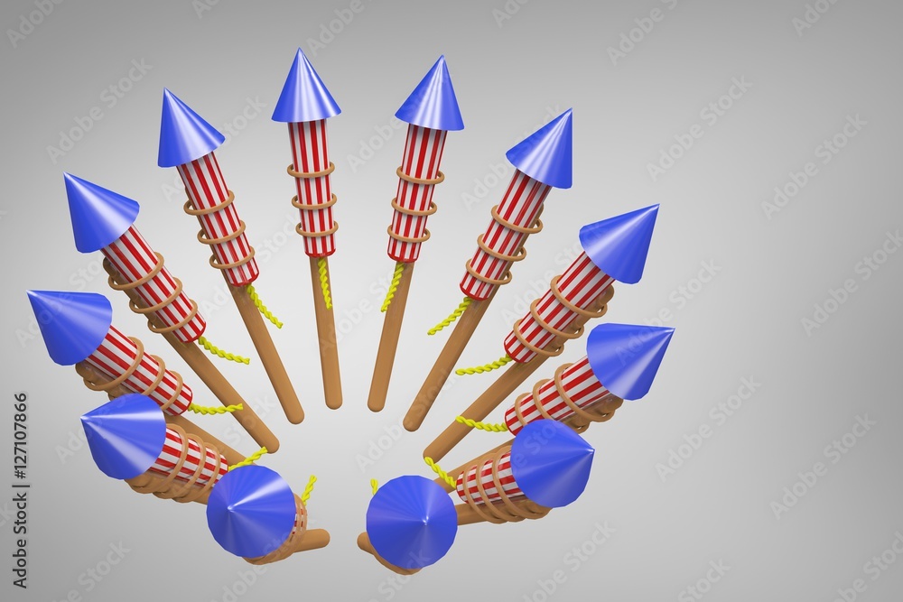 Composite image of rockets for fireworks