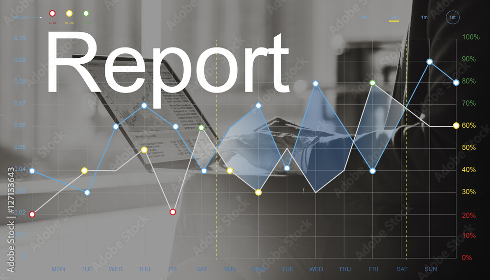 分析证券交易所图表报告进展概念