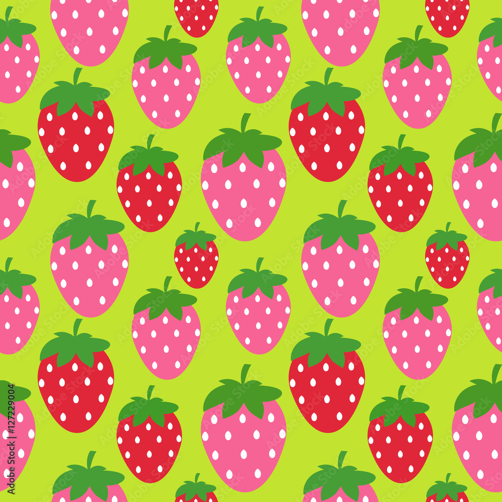 Simple Strawberry Seamless Pattern Background Vector Illustratio