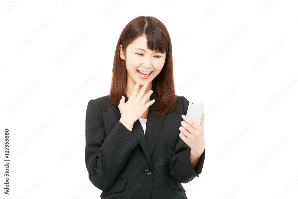 女性　ビジネス　スマートフォン