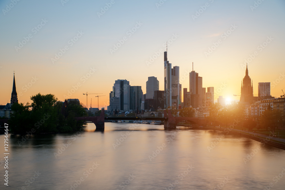 Frankfurt am main urban skyline with skyscrapers building, Germany.