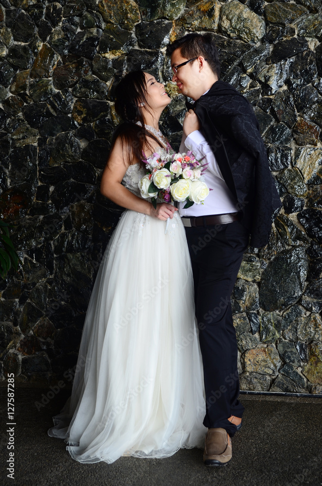 Asian young wedding couple