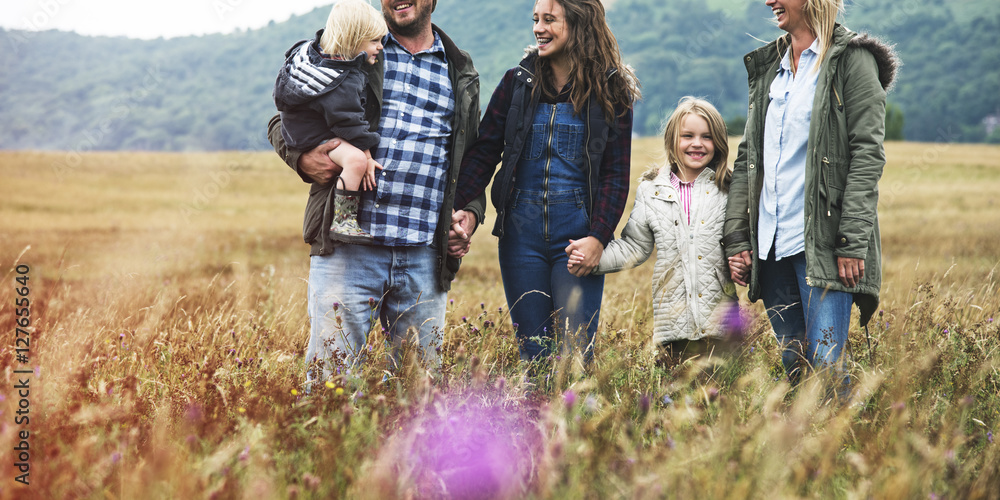 Family Generations Parenting Togetherness Field Nature Concept