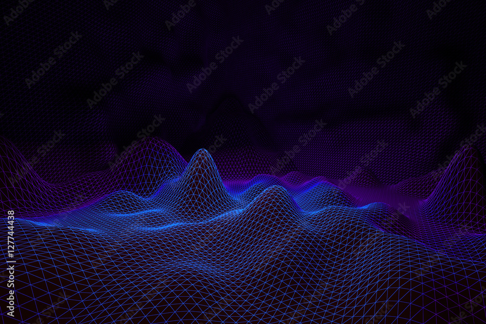 Blue and purple grid waves