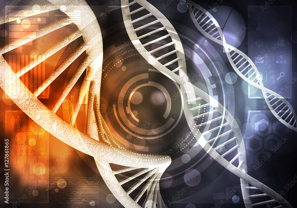 DNA molecules background, 3D rendering