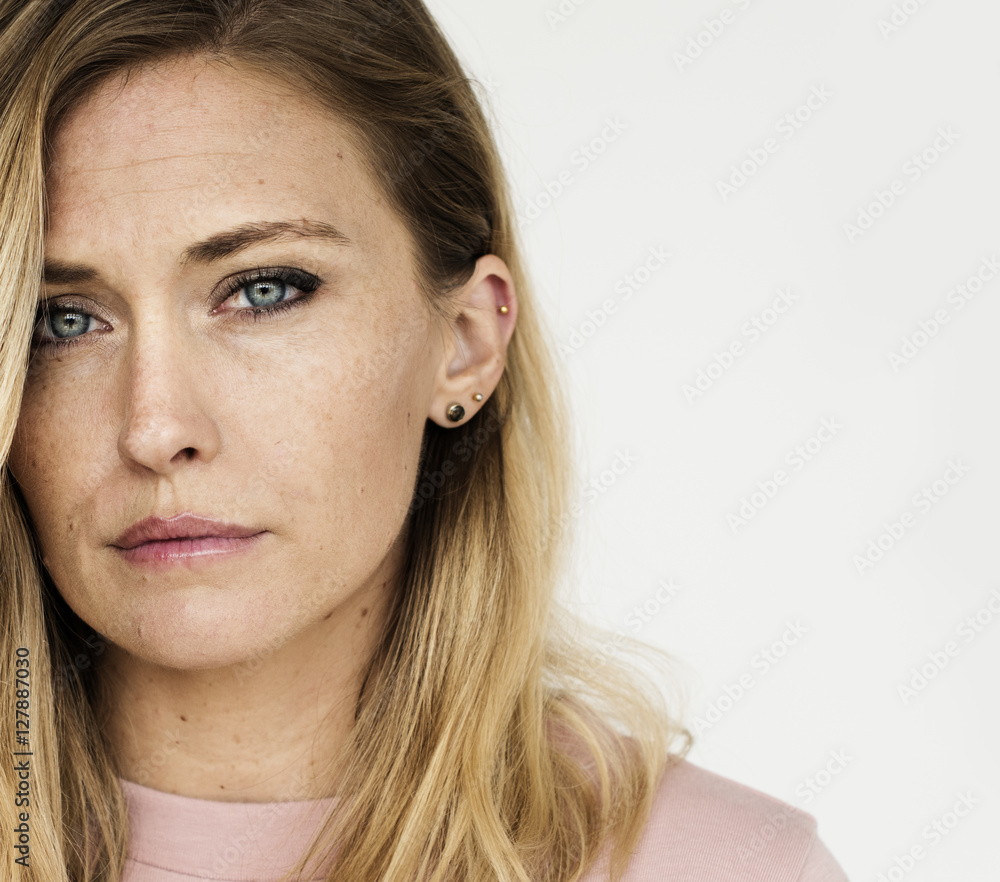 Woman Serious Studio Portrait Concept