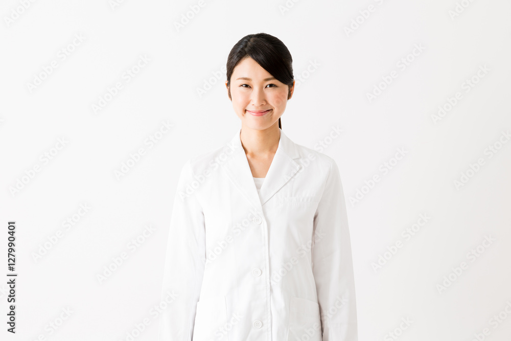 portrait of young asian doctor isolated on white background