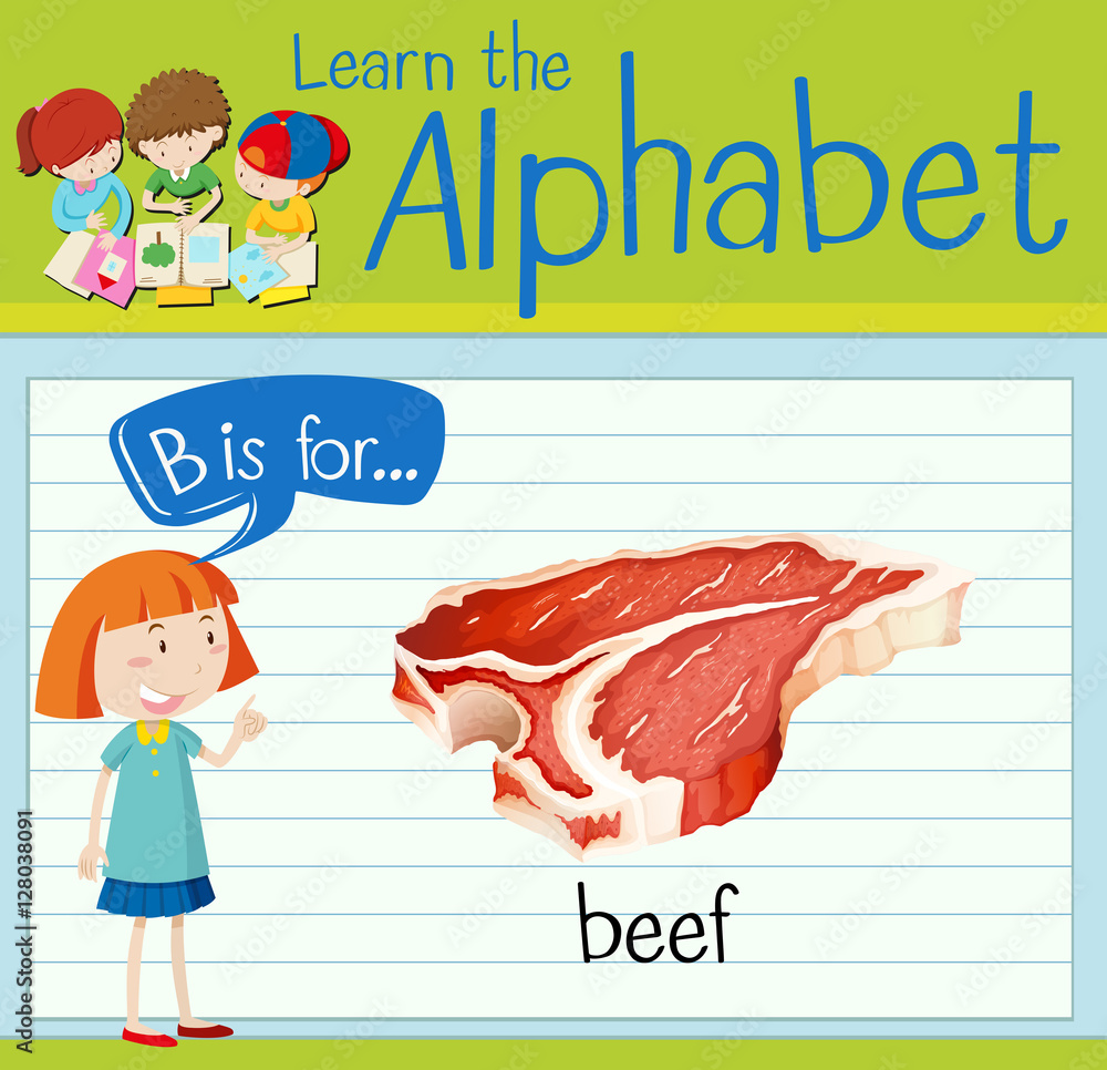 Flashcard letter B is for beef