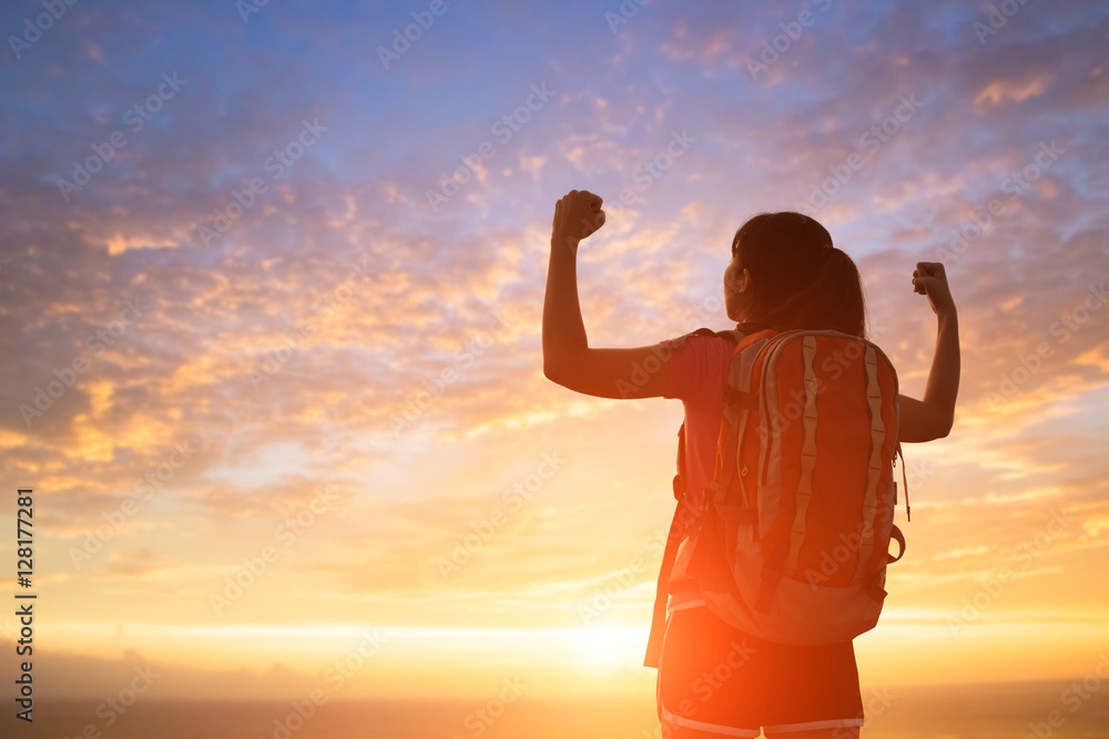 silhouette of woman feel free