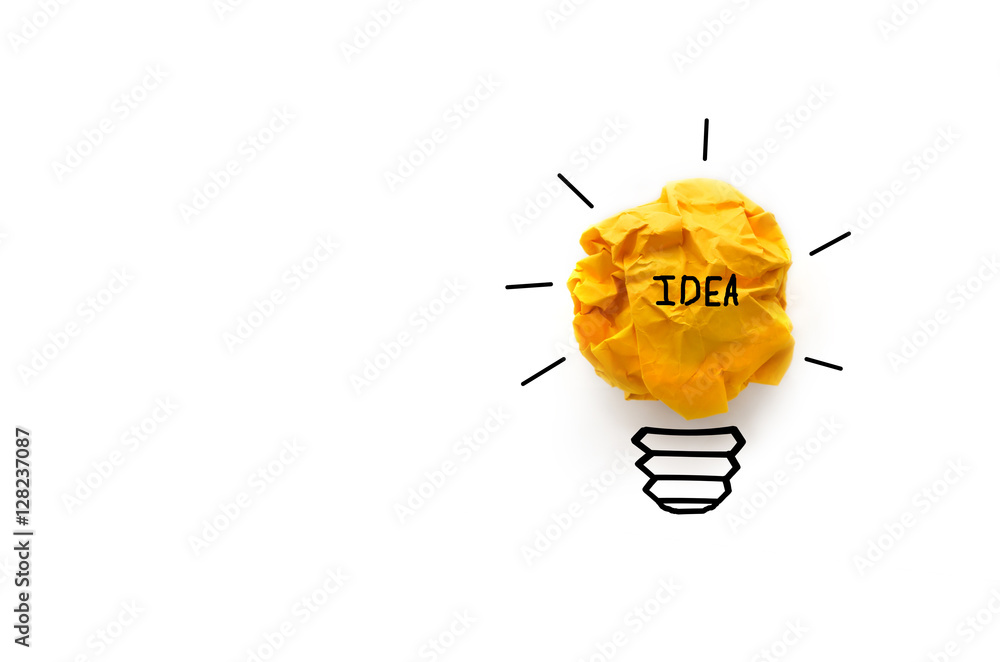 creative idea.Concept idea and innovation with paper light bulb on white background