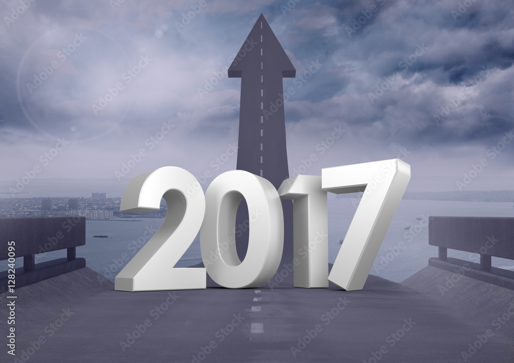 2017年与通往天空的道路合成图像对比