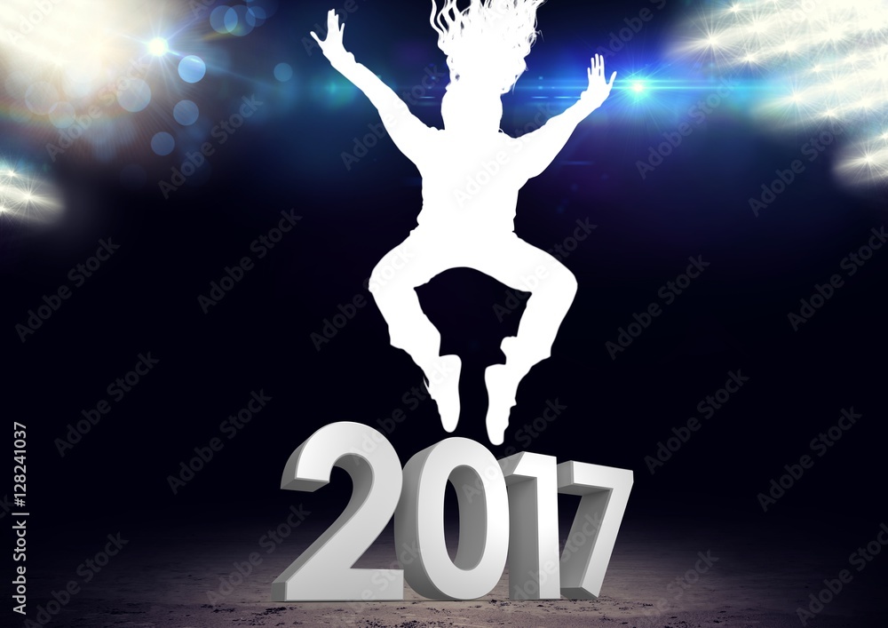 跳过2017年新年标志的人的剪影