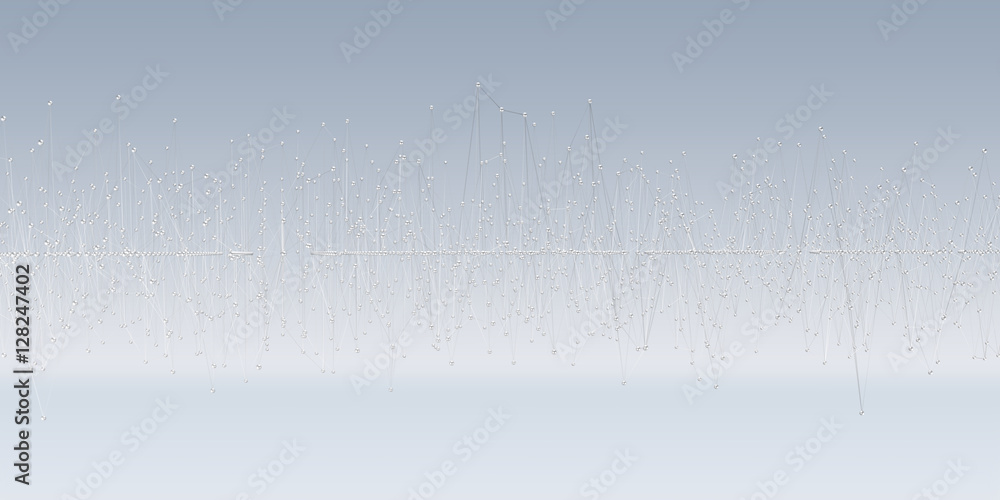 带点和线的抽象连接波3D渲染