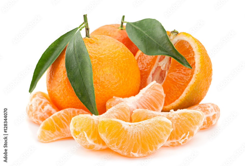 Tangerine tropical fruit on white