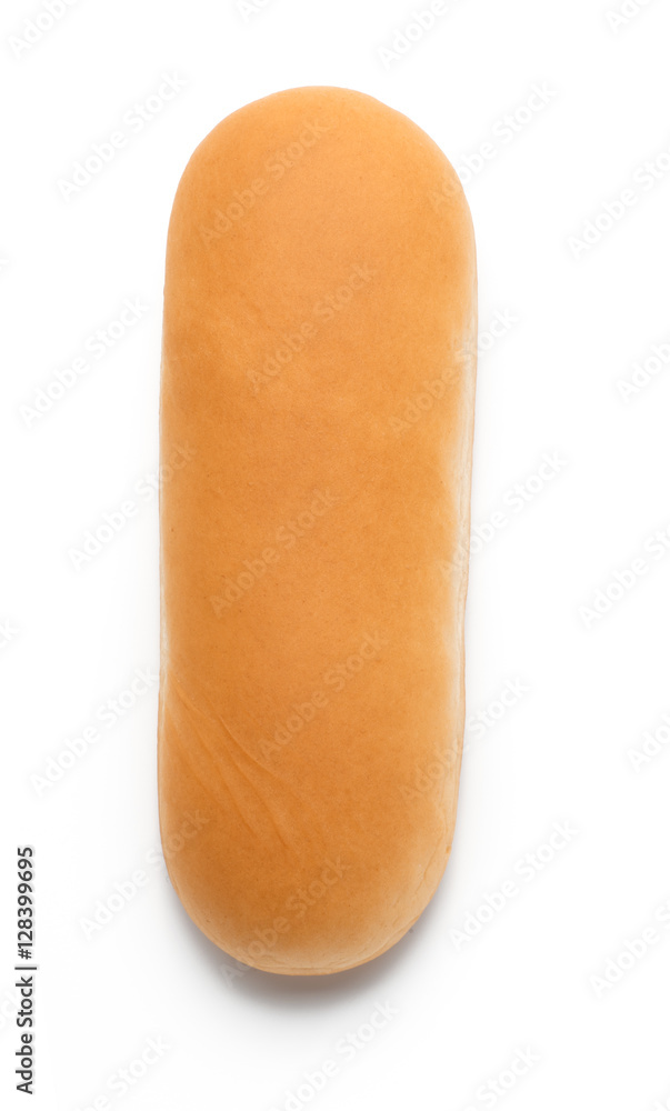 Hot dog bun isolated on white background. Top view.