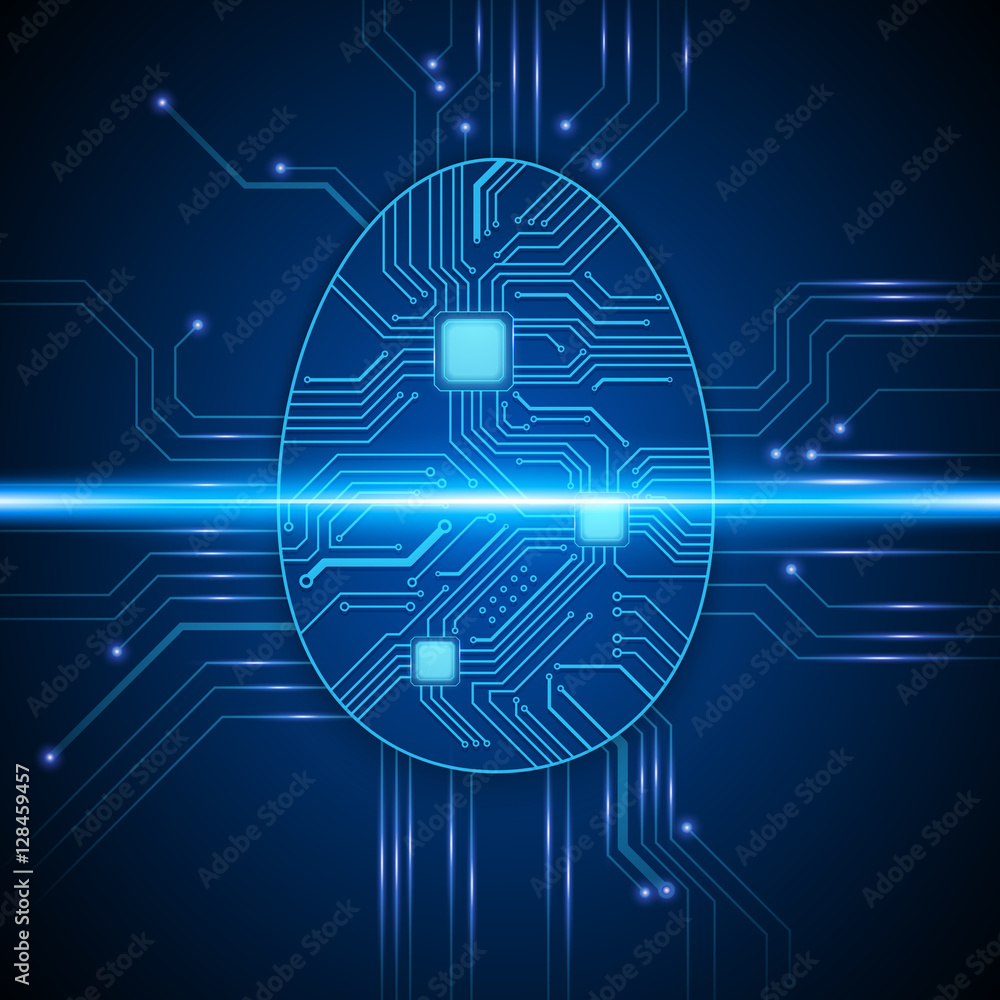 Circuit Board Fingerprint, Security concept, technology background. Vector