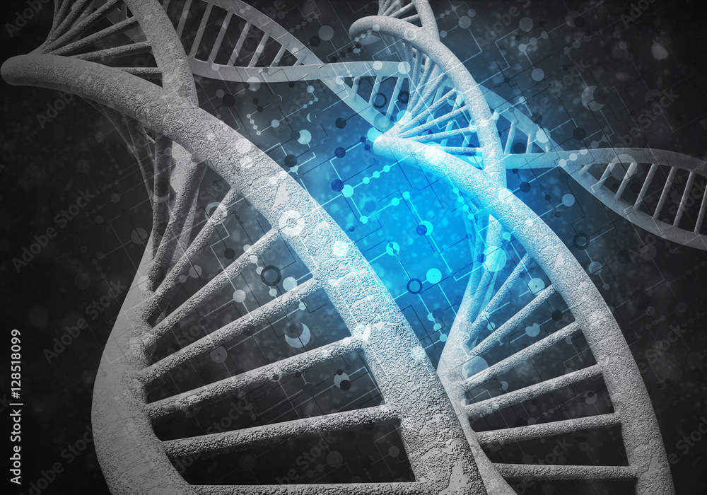 DNA molecules background, 3D rendering