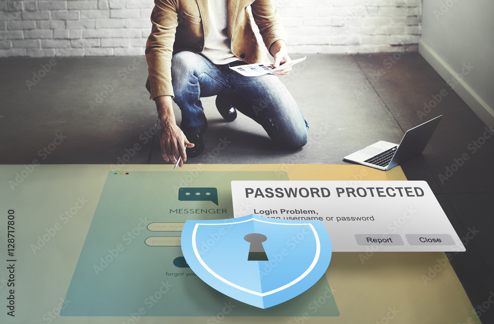 Password Protected Firewall Digital Internet Web Concept