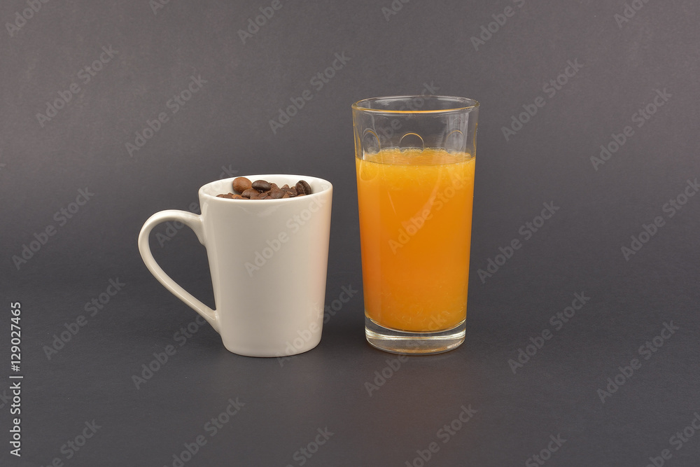 Fresh juices and cofee cup