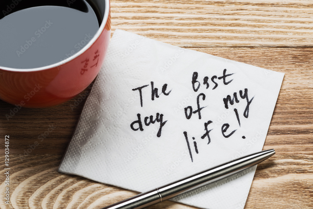 Romantic message written on napkin