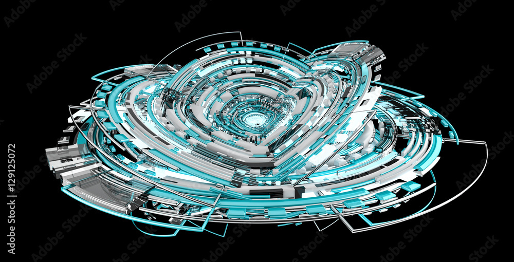 3D渲染数字科技蓝色界面