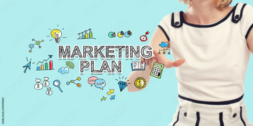 Marketing Plan text with young woman