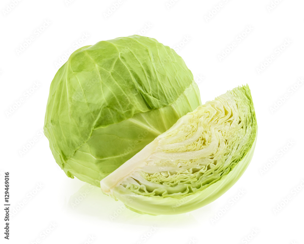 Green cabbage isolated on white background